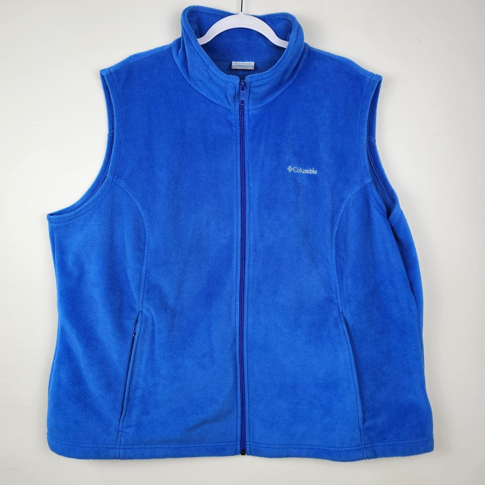 Columbia Fleece Vest Womens 3X Blue Benton Springs Full Zip Outdoor Sleeveless
